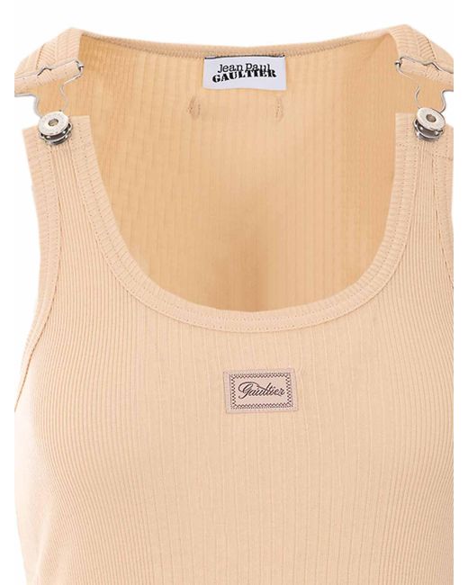 Jean Paul Gaultier Natural Nude Cotton Ribbed Dress