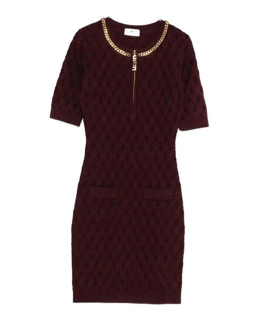 Elisabetta Franchi Red Knit Dress