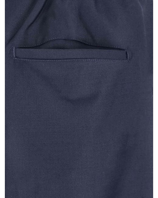 White Sand Blue Wool Blend Trousers for men