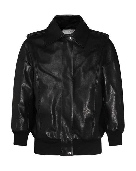 McQueen Black Leather Jackets
