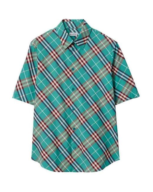 Burberry Blue Robert Check Shirt for men