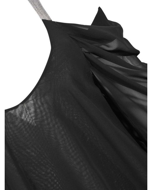 D. EXTERIOR Black Georgette Tunic Blouse