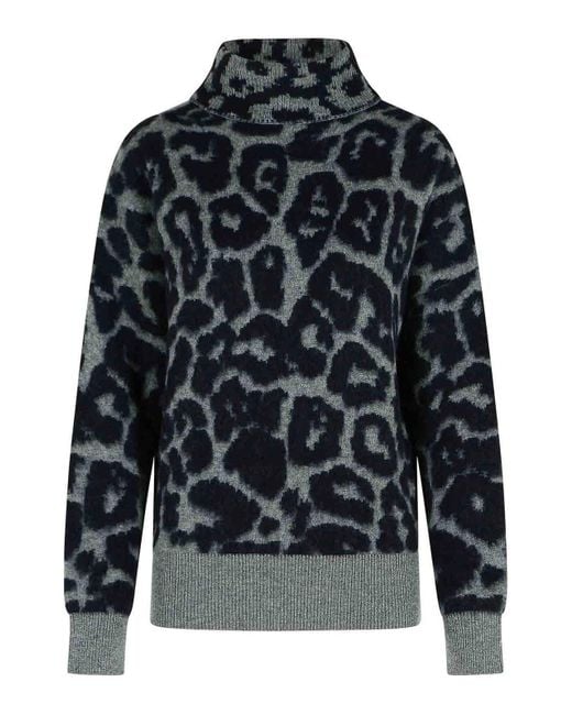 Stella McCartney Black Leopard-Print Turtleneck Jumper