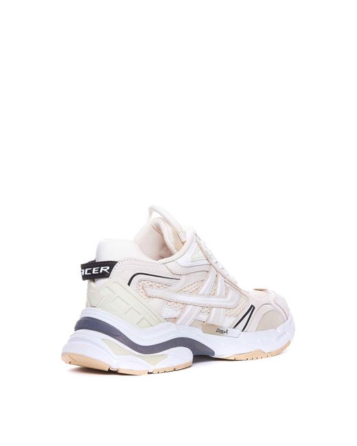 Ash White And Beige Race Sneakers