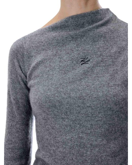 Karl Lagerfeld Gray Elegant Cashmere Sweater