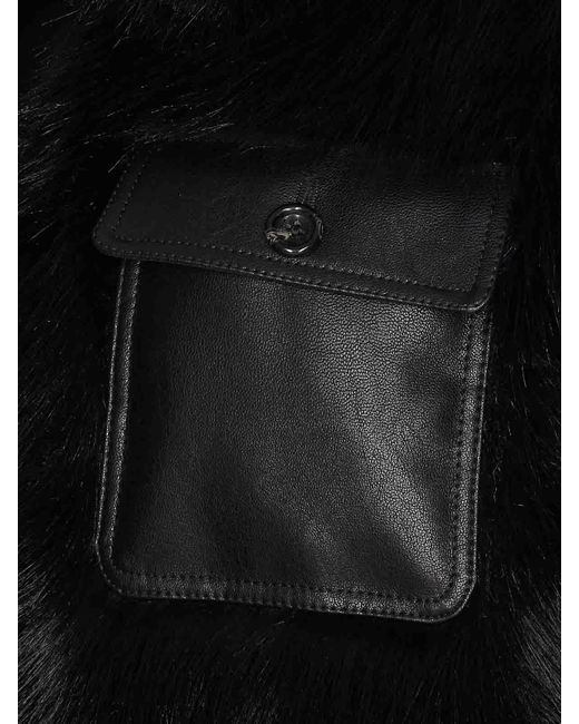 Liu Jo Black Faux Fur Jacket Frontal Buttons Closure