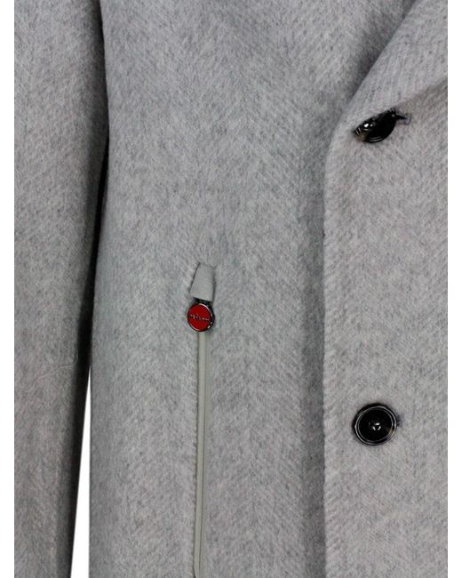 Kiton Gray Cashmere Cloth Double-Breasted Jacket for men