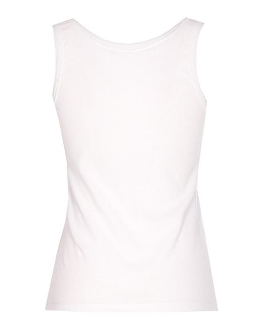 Versace White Ribbed Sleeveless Top