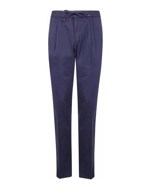 Incotex Blue Tapered Fit Trousers for men