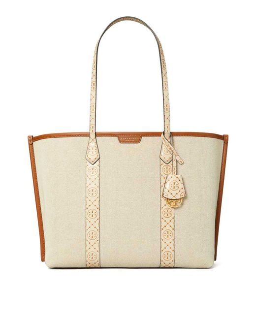 Tory Burch White Perry Canvas Tote Bag