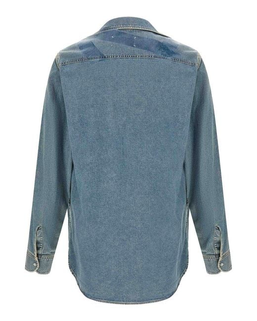 Maison Margiela Blue Taped Shirt for men