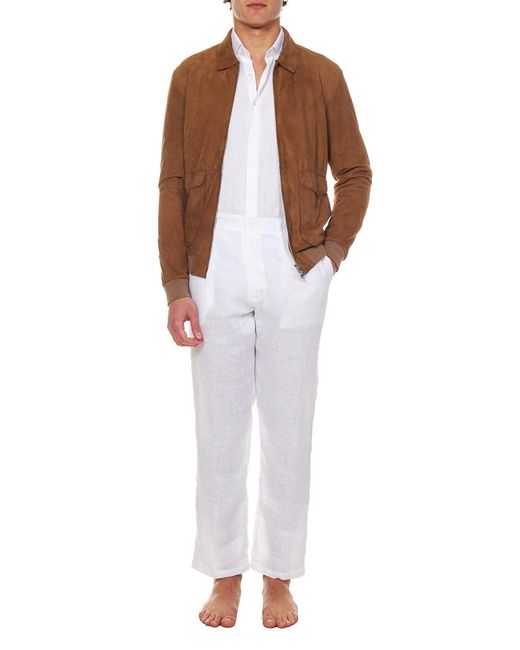 Franzese Collection Brown Bomber Jacket Handmade for men