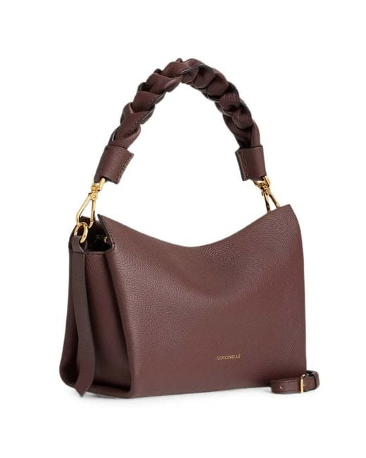 Coccinelle Brown Handbag Double Grainy Leather