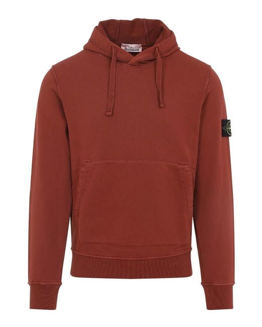 Stone Island Red Hoodie Sweater for men