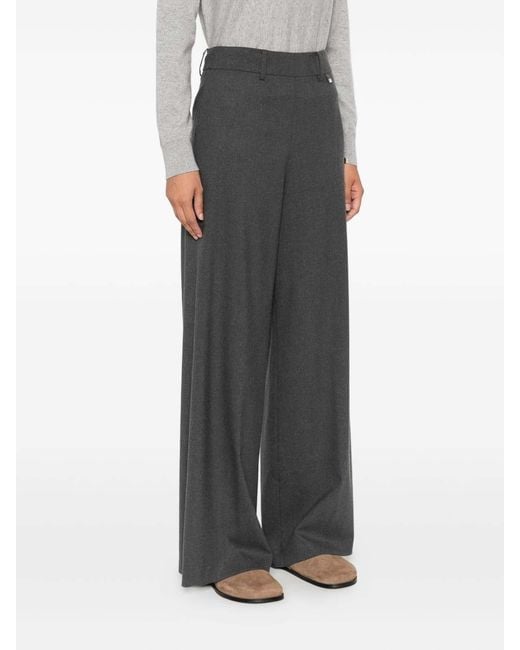 Herno Gray Wide-Leg Trousers With High Waist