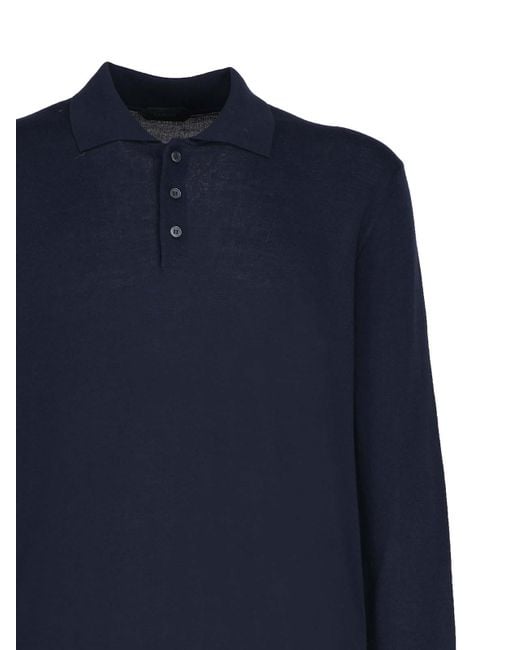 Zanone Blue Long-sleeved Polo Shirt for men