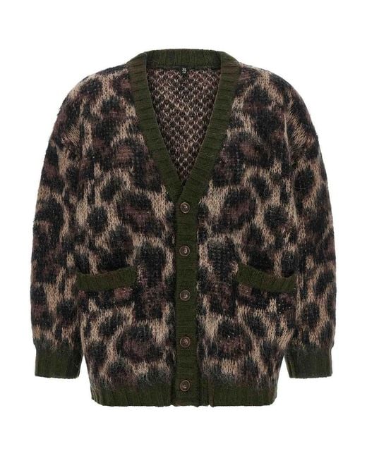 R13 Black Animal Print Cardigan
