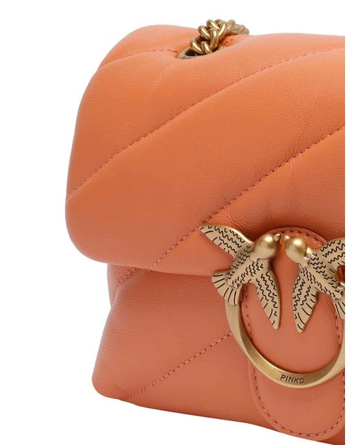 Pinko Orange Mini Love Puffer Crossbody Bag