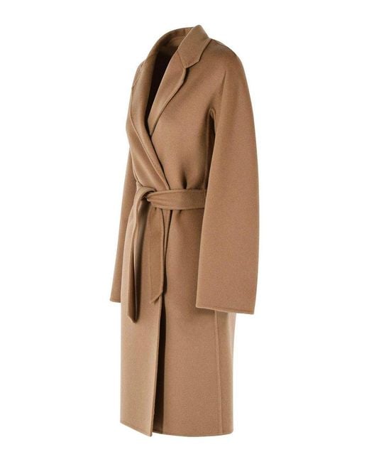 Max Mara Natural Aceri Camel Cashmere Wrap Coat