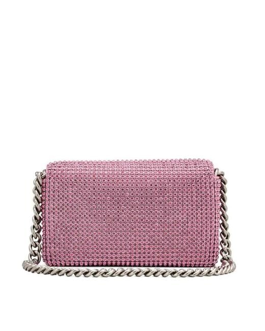 Marc Jacobs Pink Rectangular Shoulder Bag Synthetic Diamonds