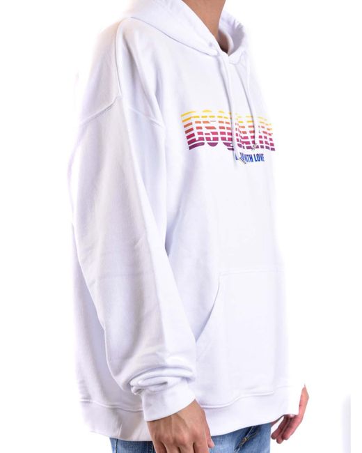 DSquared² White Casual Cotton Hoodie With Bold Logo And Relaxed Fit for men