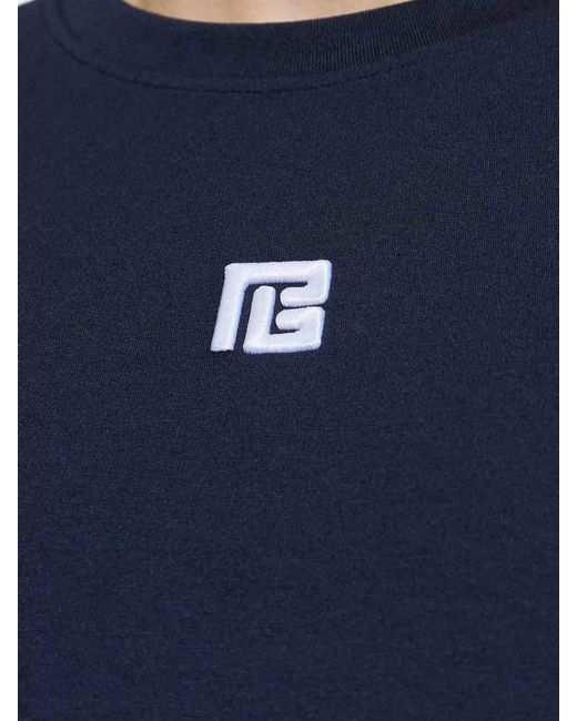 Balmain Blue Cotton T-Shirts Loose Sleeve for men