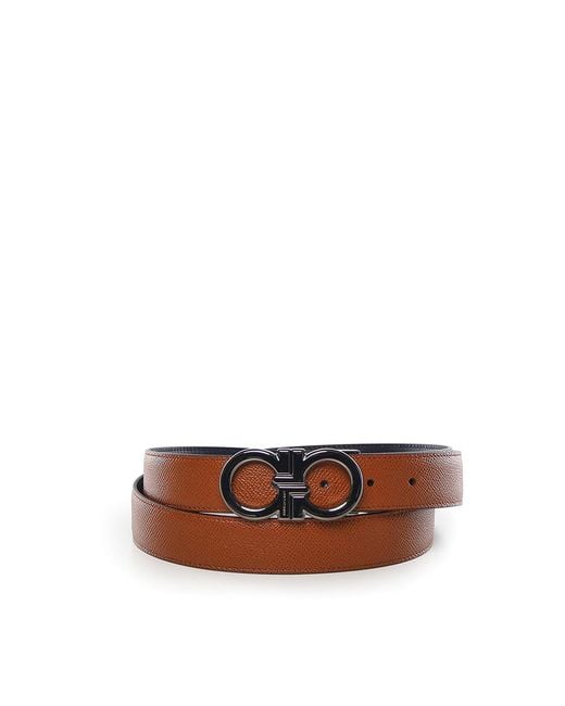 Ferragamo White Gancini Leather Belt for men