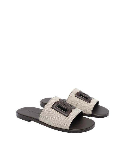 Dolce & Gabbana White Dg Logo Sandals for men