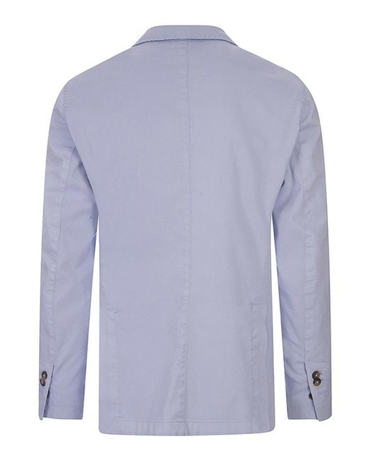 RUSSO CAPRI Blue Oxford Cotton Blazer for men
