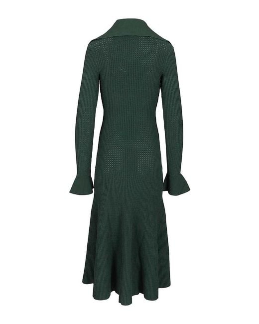 Self-Portrait Green Kknitted Midi Dress