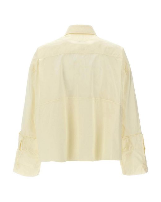 MM6 by Maison Margiela Natural Cotton Shirt With Front Logo Print