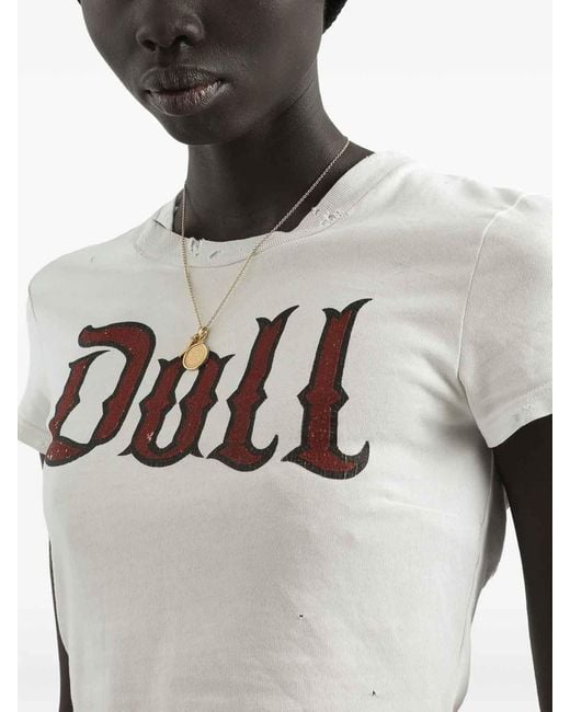Dolce & Gabbana White Cropped T-Shirt With Vintage Effect