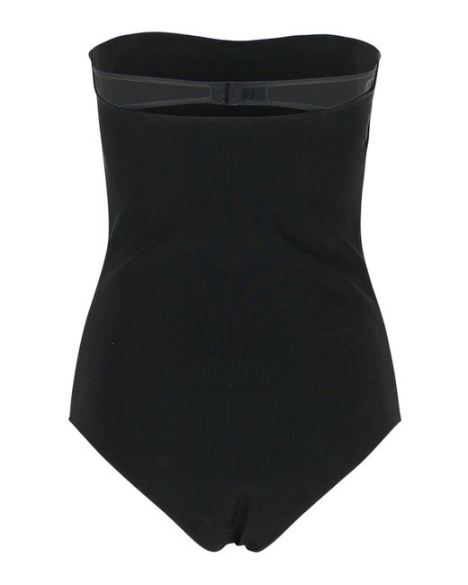 Courreges Black Logo-Embroidered Strapless Bodysuit