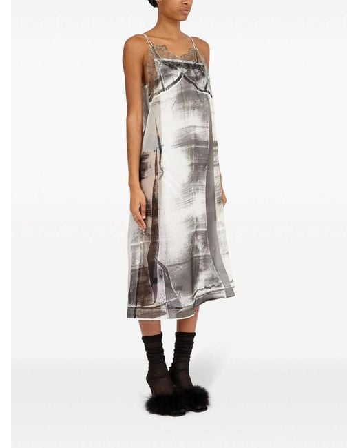 Maison Margiela Gray Freeze-Frame Silk Midi Dress