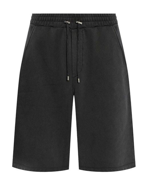 Balmain Black Logo Embroided Track Shorts for men
