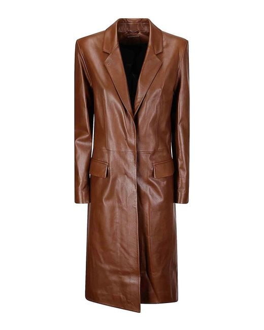 Desa Nineteenseventytwo Brown Leather Redingote Coat