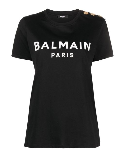 Balmain Black Logo Cotton T-shirt