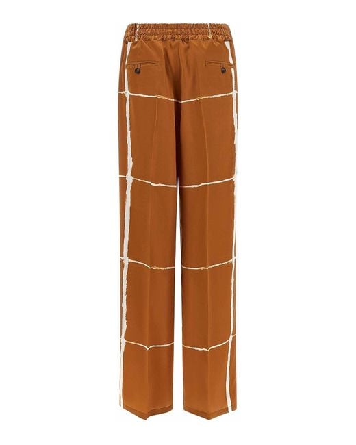 Kiton Brown Silk Pants
