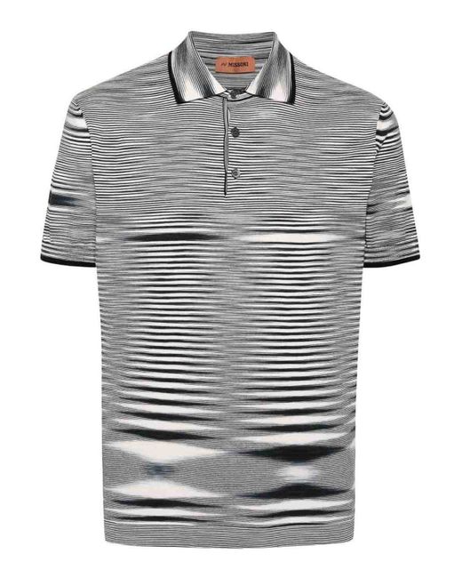 Missoni Gray Tie-dye Print Cotton Polo Shirt for men