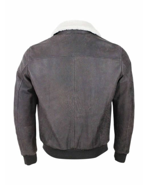 Barba Napoli Gray Leather Jacket for men