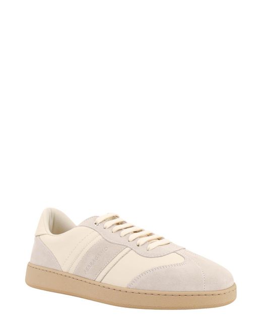 Ferragamo Natural Leather And Suede Sneakers for men