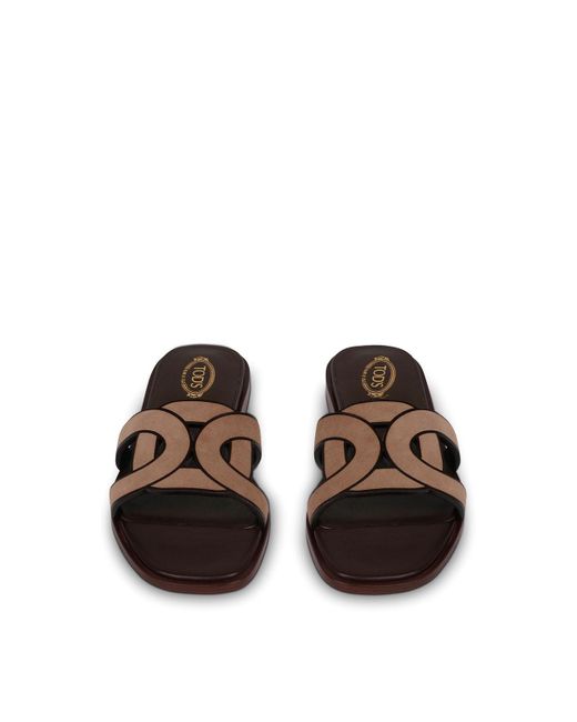 Tod's White Leather Sandals With Chain Detail