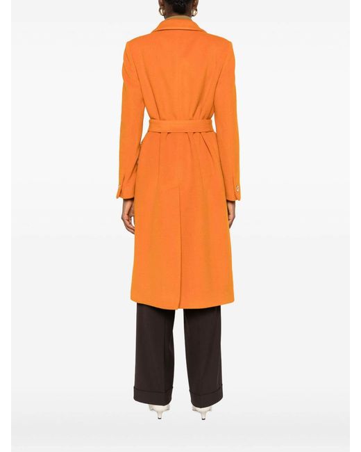 Tagliatore Orange Wool Double-Bteasted Coat
