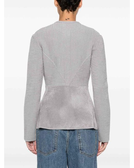 Emporio Armani Gray Buttoned Crewneck Jacket
