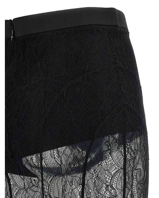 Elisabetta Franchi Black Lace Long Skirt