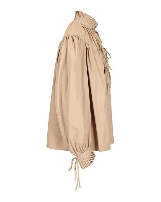 Dries Van Noten Natural Cotton Poplin Blouse With Ruffles