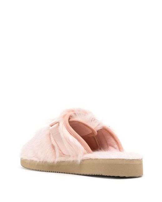 Suicoke Pink Eco Fur Slippers