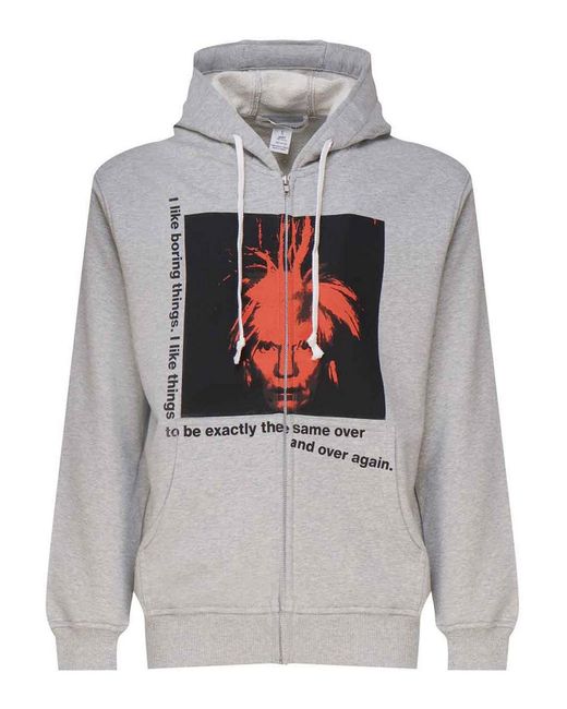 Comme des Garçons Gray Cotton Sweatshirt With Andy Warhol Print for men
