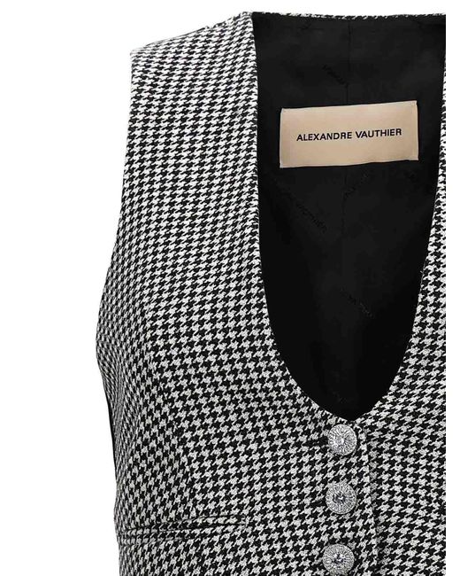 Alexandre Vauthier Black Houndstooth Waistcoat