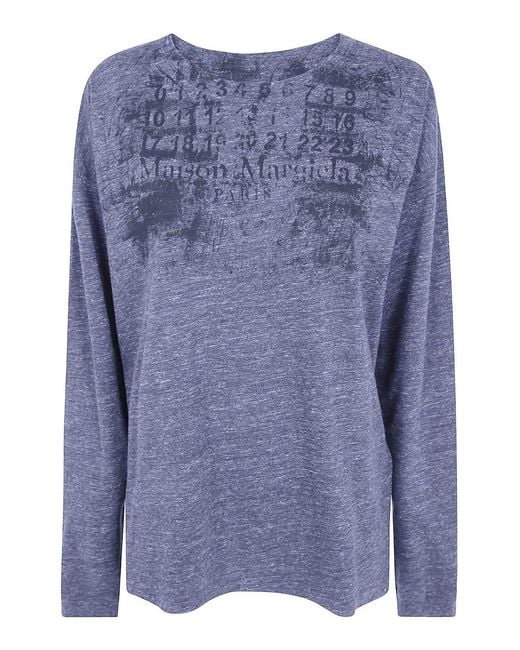 Maison Margiela Blue Numbers Longsleeve T-Shirt